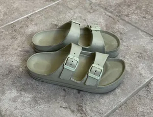 Green Double Buckle Plastic Sandals Size 9 thumbnail 1