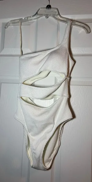 Aerie White Off the Shoulder One Piece Swimsuit Size Small NWT thumbnail 1