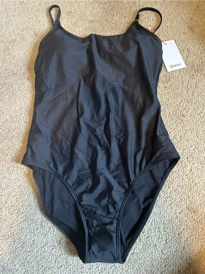 NWT Quince Italian Cami One-Piece Swimsuit black medium thumbnail 2
