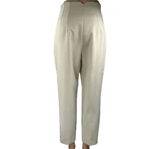 Zara Beige Pleated High Waisted Khaki Chino Straight Trouser Dress Pants Size S thumbnail 3