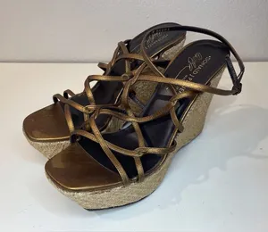 Donald J. Pliner Women’s Shaba Bronze‎ Straps Platform Wedge Sandals Size 7.5 thumbnail 1