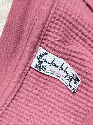 Relaxed Waffle-Knit Pullover Sweatshirt - Dusty Rose thumbnail 3