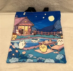 Night Scene Print Tote Bag Blue thumbnail 1