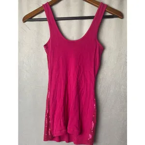 Express Pink Sparkle Party Sequin Tank Top Club Holiday Fun XS thumbnail 2