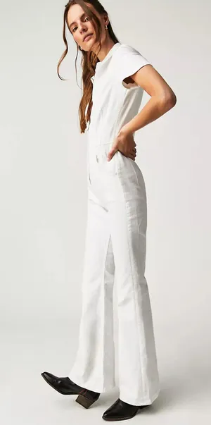 Free People We The Free Jayde Flare Denim Jumpsuit thumbnail 2