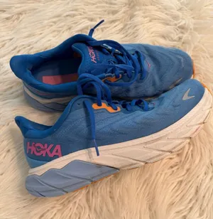 Hoka Blue Running Shoes with Pink Logo and Orange Accents in fair/ good condi thumbnail 1