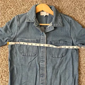 Kendall + Kylie Denim Jean Button Down Short Sleeve Dress Casual 90s Fall XS thumbnail 6