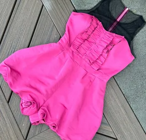 BRIGHT PINK ROMPER W MESH NECK‎ DESIGN thumbnail 1