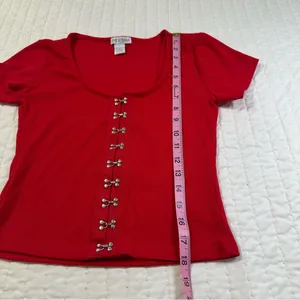 Vintage Y2K 90s Love Streak Red Crop Top Corset thumbnail 3