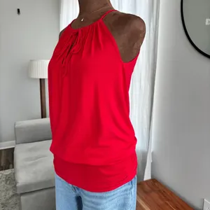 00s Style Y2K Halter Top Drawstring Collar Keyhole Detail Cinched Waist One Size thumbnail 10