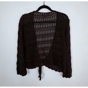 United States Sweaters Brown Shrug Shimmer Crochet Y2K Layering Fairy Size 18/20 thumbnail 5