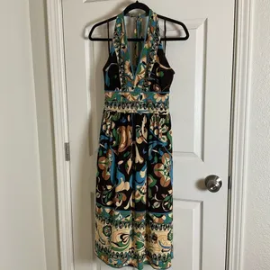 Jones New York Y2K Halter Midi Dress Paisley Floral Silk-Look Cottagecore 10 thumbnail 3