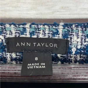 Ann Taylor Tweed Fringe Trim Boatneck Top Shirt‎ Blue White 8 Preppy Nautical thumbnail 9