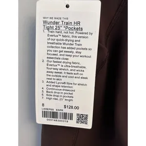 NWT Lululemon Wunder Train High-Rise Tight with Pockets 25" size 8 Espresso thumbnail 4