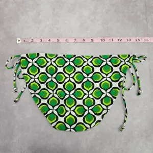 Ingear Green Black White Floral Geometric Tie Bikini Bottom Swimwear‎ Medium thumbnail 3