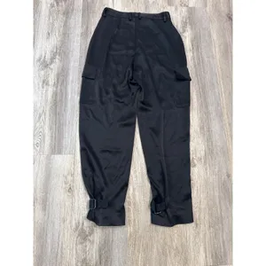 Aritzia Babaton Black Satin Cargo‎ Pants High Rise Adjustable Buckle Hem Size 4 thumbnail 4
