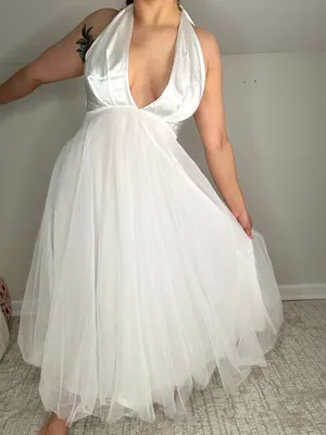Saints + Secrets NWT White Bridal HalterA-Line Silk Dress thumbnail 2