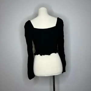 Altar'd State- Black Long Sleeve Crop Top thumbnail 3