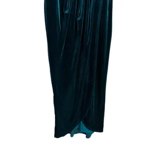 Yumi Kim Tamra Green Velvet Puff Sleeve Faux Wrap Midi Cocktail Dress Size Small thumbnail 8