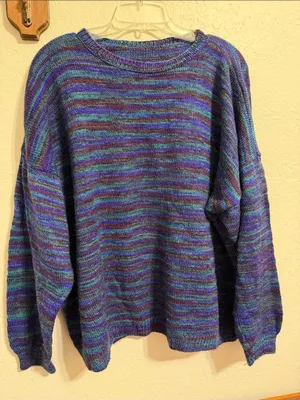 Vintage striped grandpa sweater cottagecore granny farmhouse handmade thumbnail 2