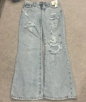 aeropostale light wash boyfriend flare jeans size 0R thumbnail 1