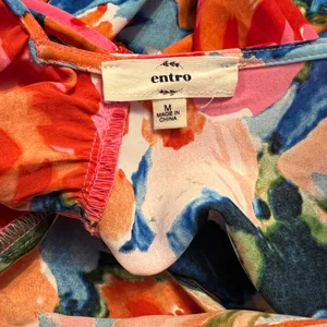 Entro Floral Babydoll V-Neck Ruffle Sleeve Women's Top thumbnail 9