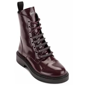 DKNY Burgundy Patent Leather Combat Boots Lace Up Zip Size 6M thumbnail 2