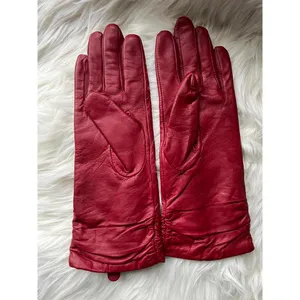 Preston & York Red Leather Gloves - Stylish & Warm thumbnail 2
