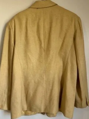 90s Vintage Jones NY Womens sz 16 Silk Wool Linen Yellow Button Front Blazer Y2K thumbnail 3