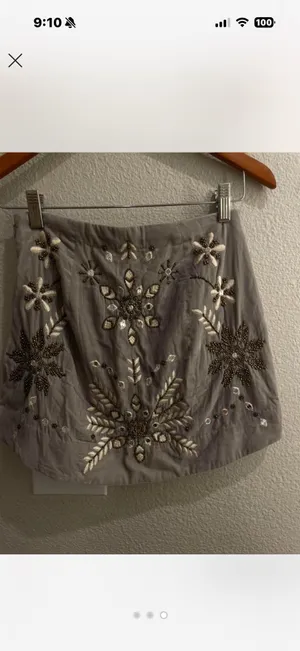 Free People Grey embroidered mini skirt with beading and sequins #festival #embellished thumbnail 3