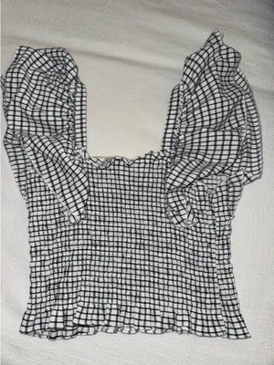 Anthropologie Maeve Crinkle Gingham Smocked Top thumbnail 5