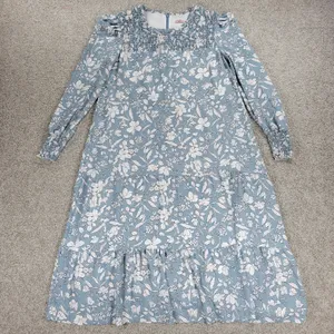 Udel New York Dress Womens M Blue Floral Smocked Puff Sleeve Cottagecore Maxi thumbnail 14