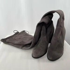 Stuart Weitzman‎ Highland Suede Over The Knee Heeled Boot in Grey Size 9.5 thumbnail 4