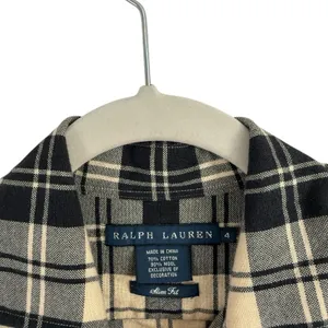 Ralph Lauren Plaid Button Front Shirt Crest Cotton Wool Preppy Academia Womens 4 thumbnail 4
