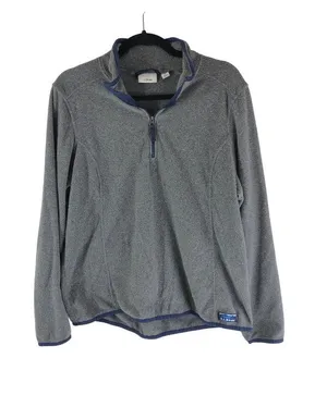 L.L. Bean Women's Soft-Brushed Fitness Fleece Pullover 1/4 Zip Gray L thumbnail 1