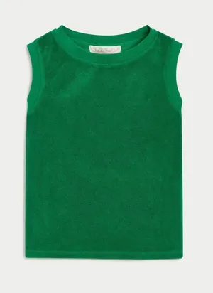 Suzi Kondi Medium NEW Mali Muscle Tee Terry Clover Green Crew Neck Lounge thumbnail 1