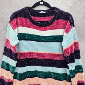 Electric Cozy Whimsy Westbound Multi Color Block‎ Stripe Pullover Sweater Medium thumbnail 3