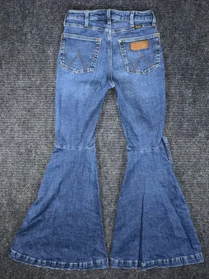 Wrangler Retro High Rise Trumpet Super Flare Bell Bottom Jeans Sz 26x31 Western thumbnail 3