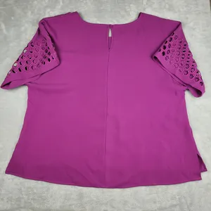 Ali Miles Women's Top Blouse Purple Short Sleeve Plus Size 1X thumbnail 10