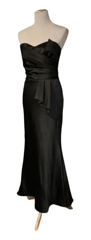 David’s Bridal Black Strapless Satin Evening Gown / Bridesmaid Dress – Size thumbnail 1