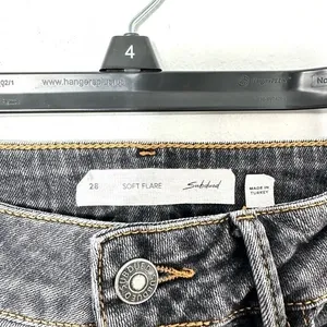 Subdued Size 28 Black Denim Jeans Mineral Wash Flare Raw Hem Casual‎ thumbnail 4