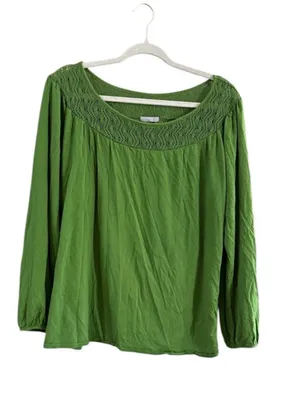 Old Navy Bright Green Square-Neck Smocked Yoke Blouse thumbnail 6