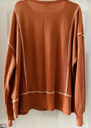 CHICSOUL | ladies plus size waffle, pull over shirt. Size: 2X. thumbnail 2