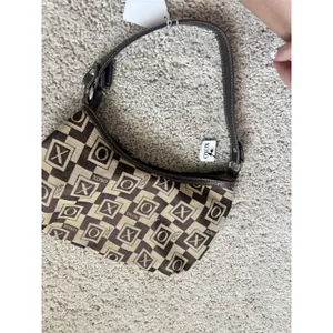 Y2K Monogram Shoulder Bag XOXO Vintage Brown Hobo Purse Retro Logo Print 2000s thumbnail 5