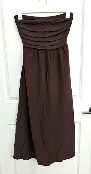 Alter’d Stare Strapless Brown Midi Dress Medium thumbnail 1