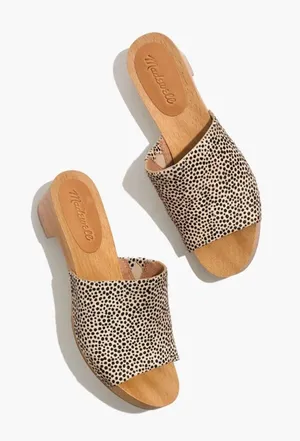 Madewell The Evelyn Slide Clog in Spotted Calf Hair Size 8 thumbnail 1