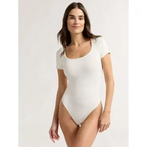 Joyspun Womens Bodysuit 2-Pack Size M Seamless Slimming Short Sleeve Shapewear thumbnail 4