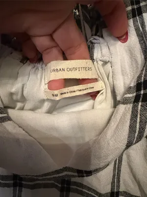 Urban Outfitters White and Black Plaid V-Neck Women's Dress thumbnail 2