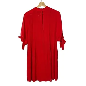 ASOS Tall Red Pleated Trapeze Tie‎ Sleeve Mini Dress 2 thumbnail 2