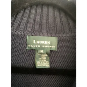 Lauren Ralph Lauren Quarter Zip Pullover Size XL Navy Crest Preppy Blue Cotton thumbnail 4